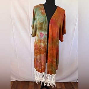 Hand Dyed Tie-Dye Fringe Duster